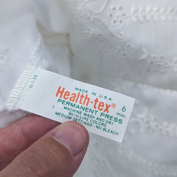 Vintage Healthtex Tank Top Baby Girls Sz 6m White Eyelet Boho Basic Casual - Picture 4 of 4